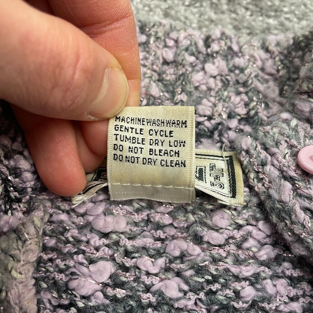 Evian Vintage Chunky Knit Sweater Womens Large Pink 1/2 Button Up Mock Casual - Picture 5 of 12
